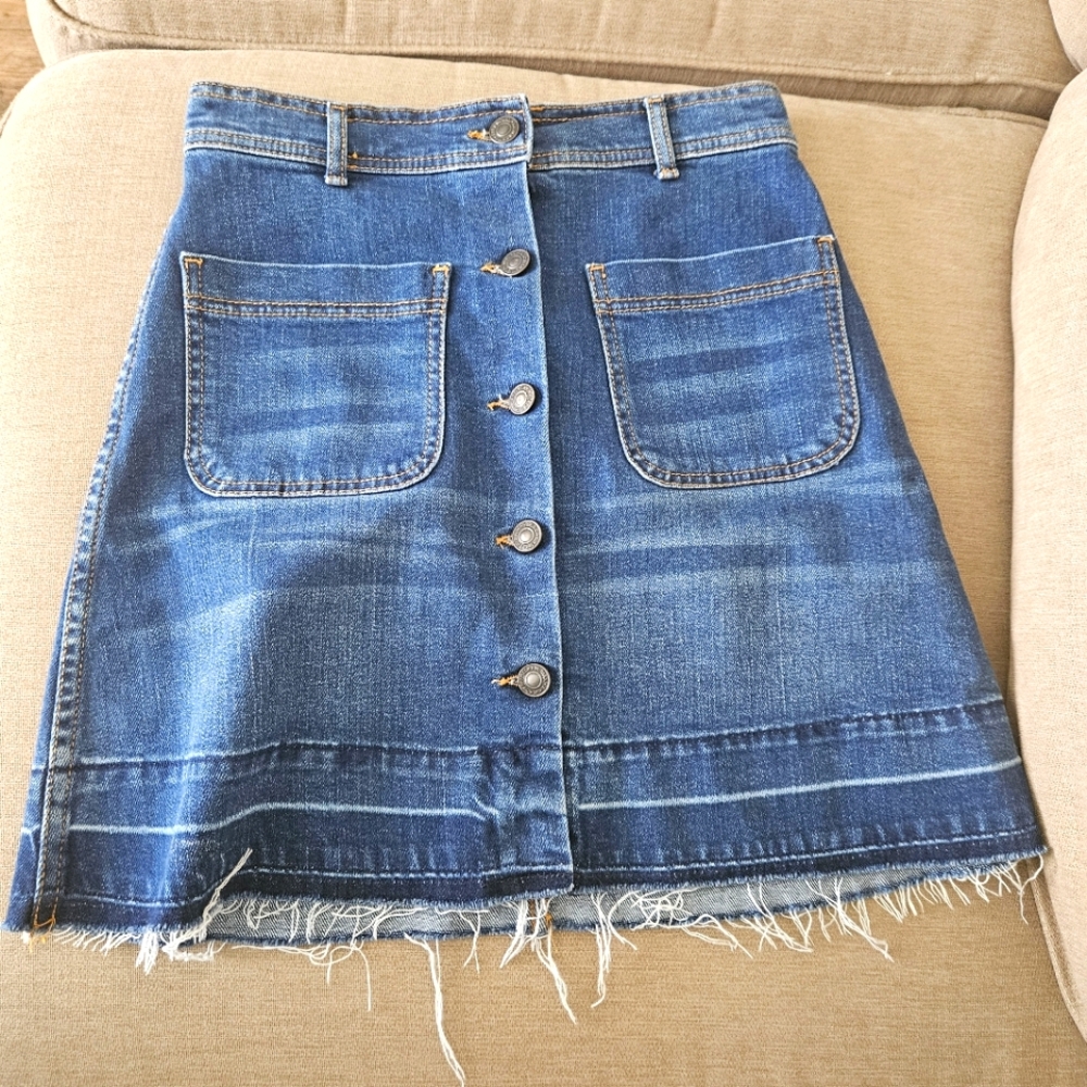 Zara a line denim jean skirt button down